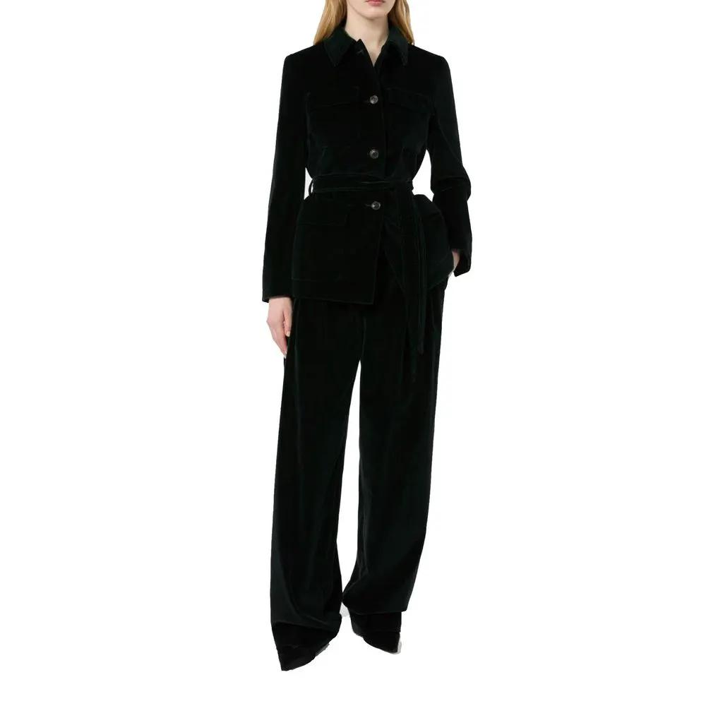 Max Mara Max Mara Black Cotton Full-Length Jacket