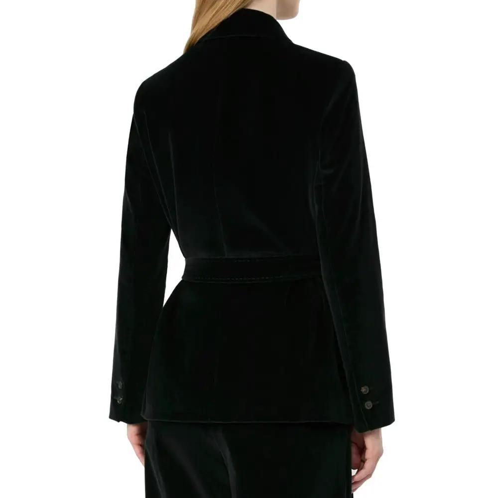 Max Mara Max Mara Black Cotton Full-Length Jacket