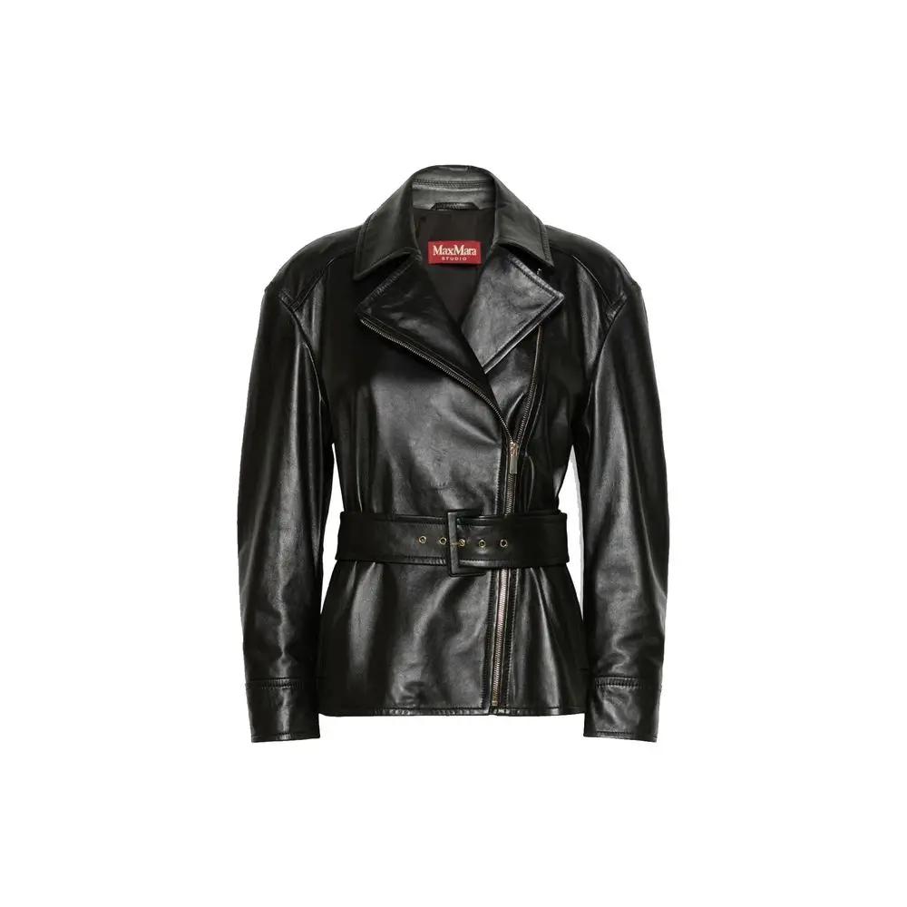 Max Mara Max Mara Black Lambskin Leather Jacket