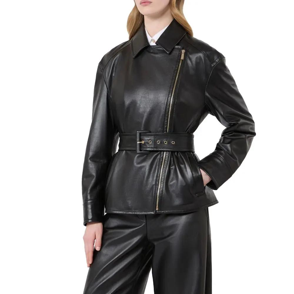 Max Mara Max Mara Black Lambskin Leather Jacket