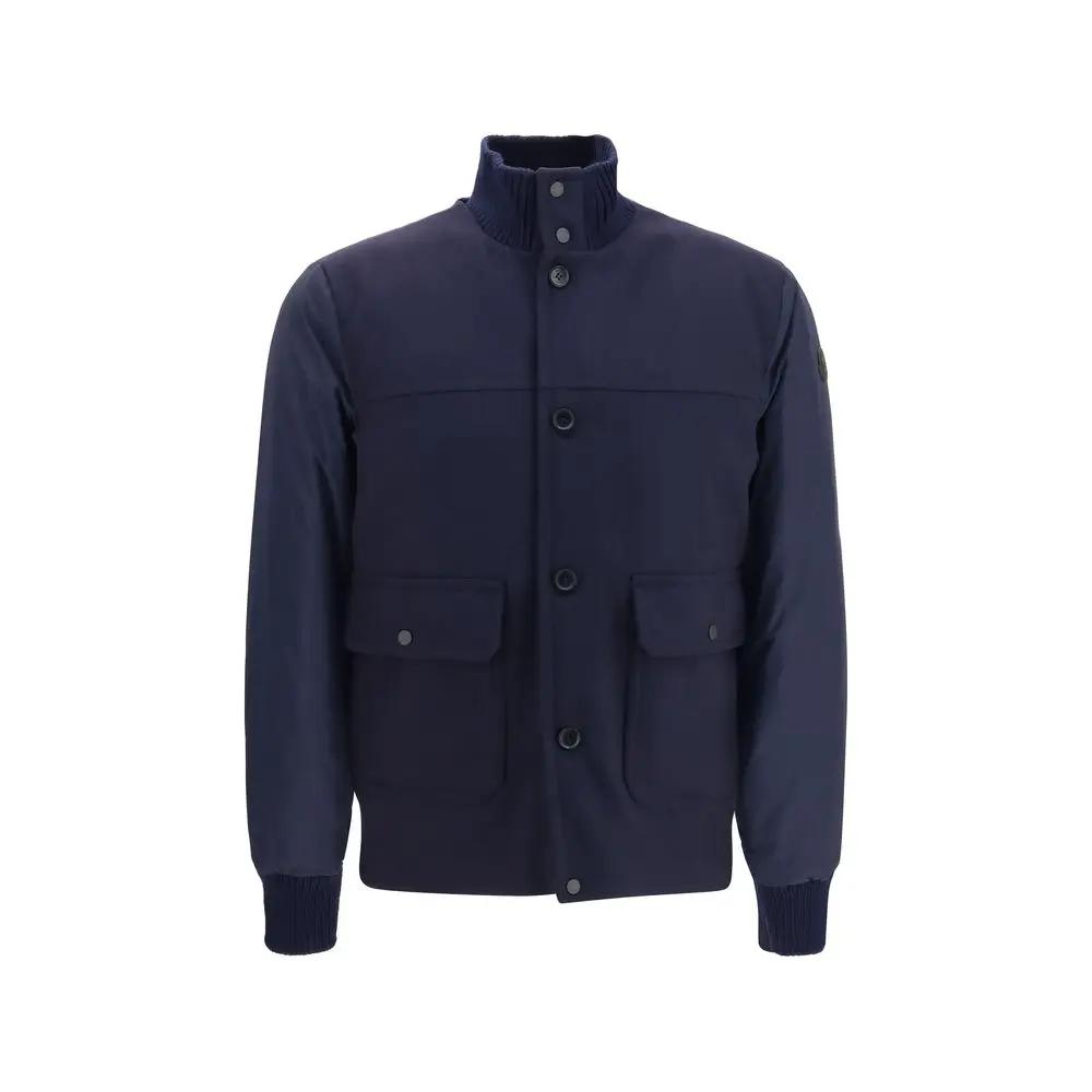 Moncler Veste en Laine Oves Aries Bleu