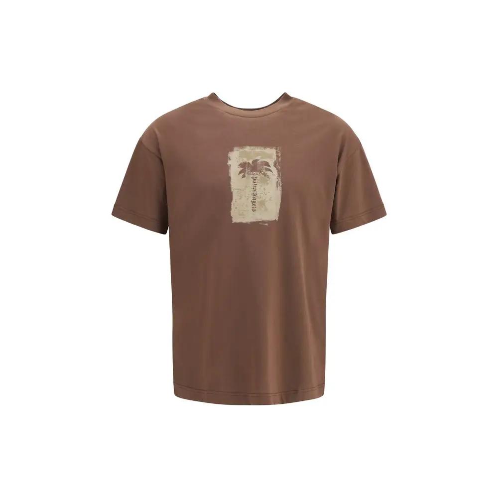 T-shirt en coton marron Palm Angels