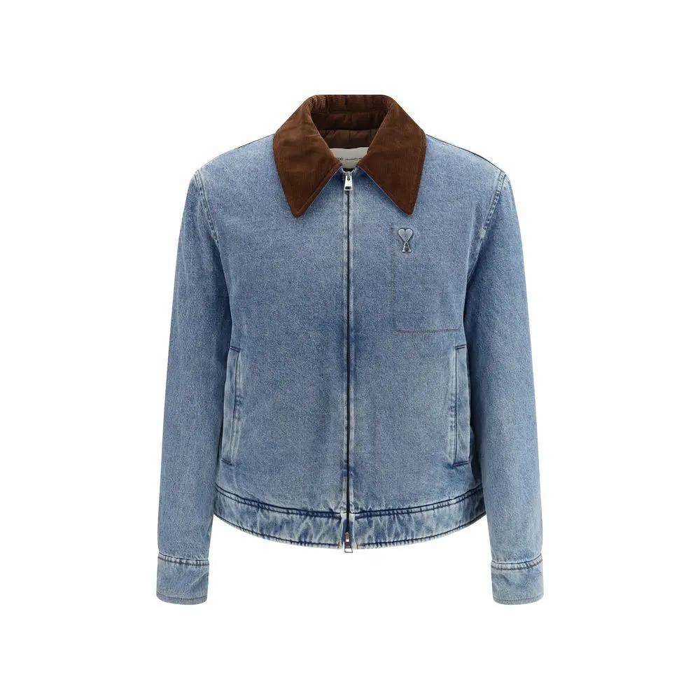 Ami Paris Blue Cotton Denim Jacket
