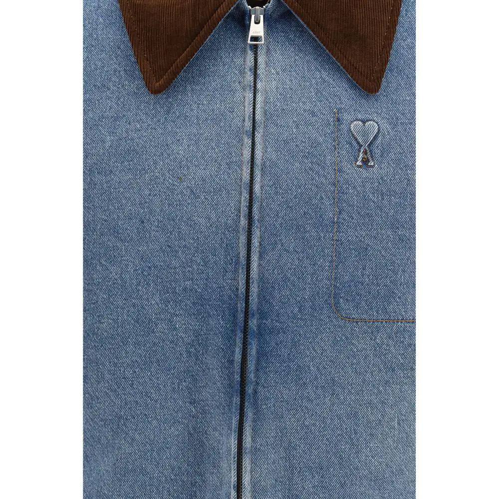 Ami Paris Blue Cotton Denim Jacket
