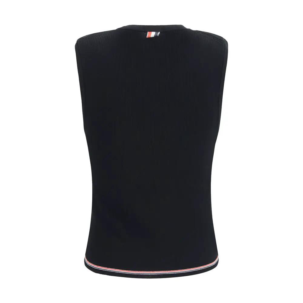Thom Browne Black Wool Oves Aries Sleeveles T-Shirt