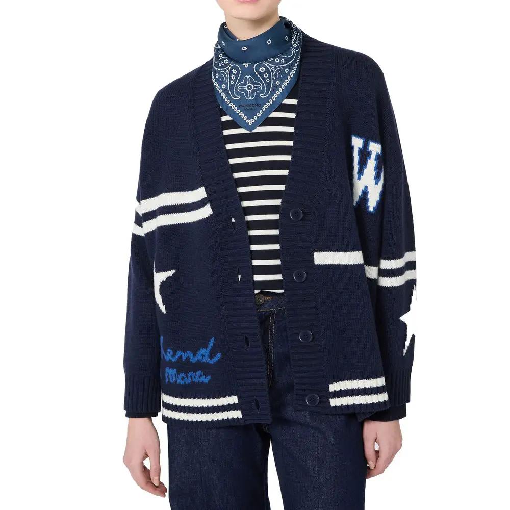 Cardigan en Laine Vierge Bleue Max Mara