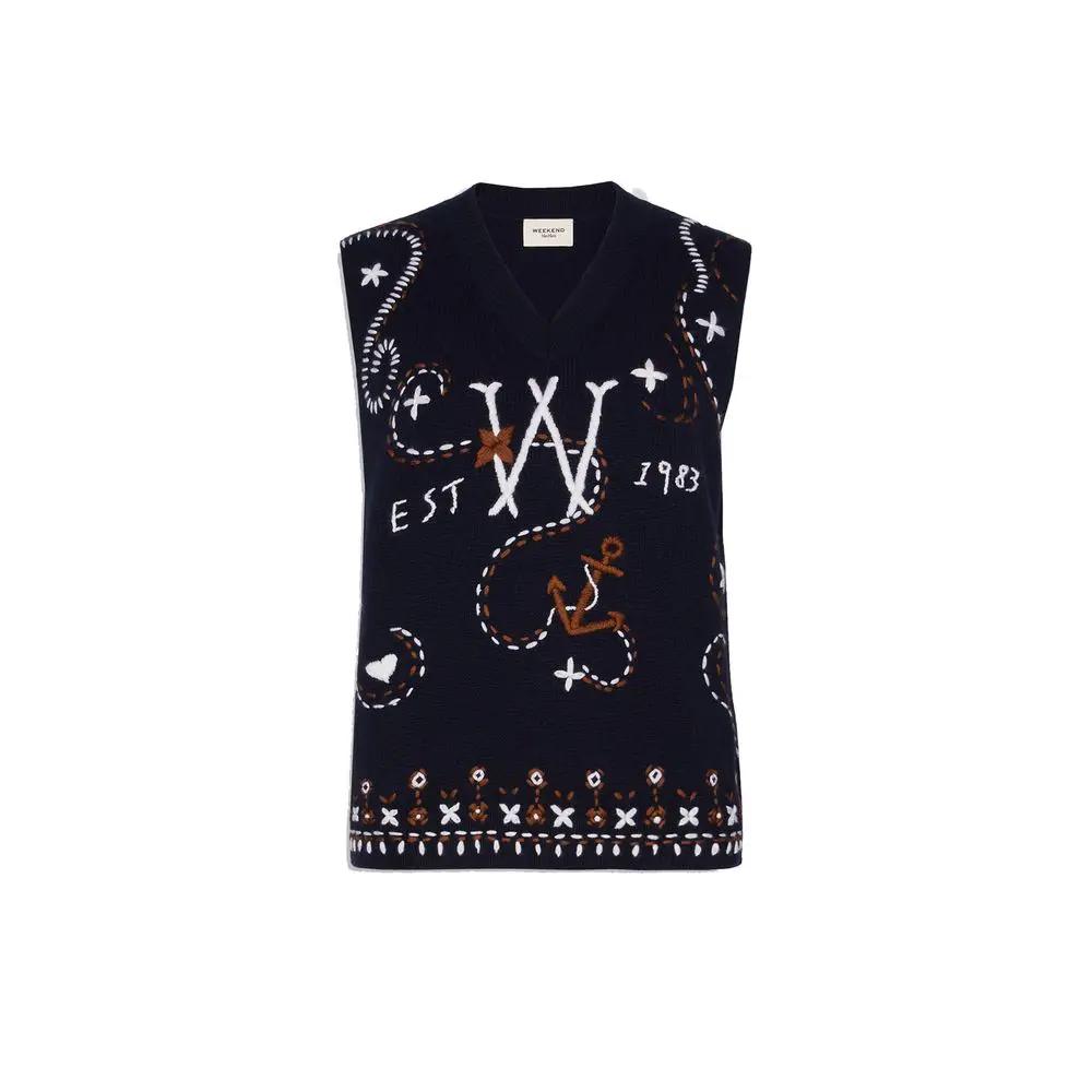Max Mara Max Mara Blue Virgin Wool Waistcoat