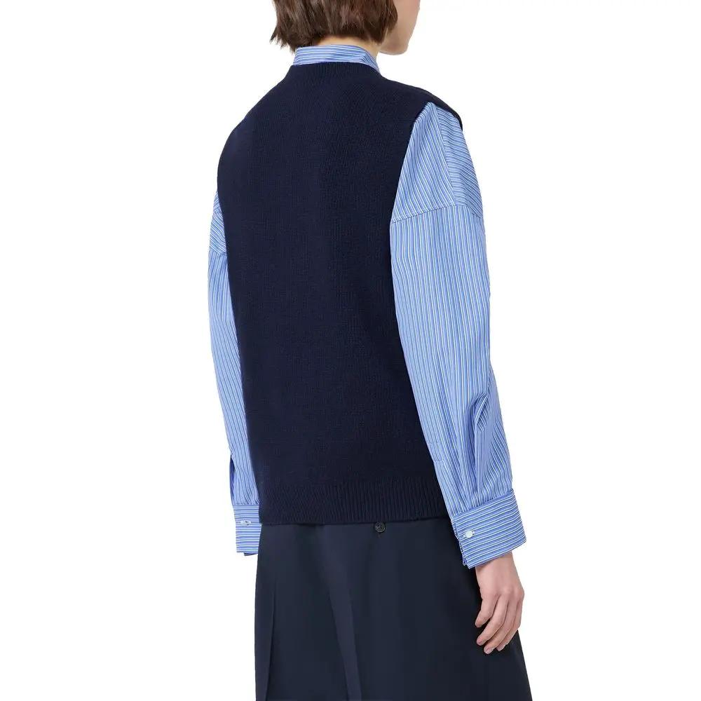 Gilet en laine vierge bleu Max Mara