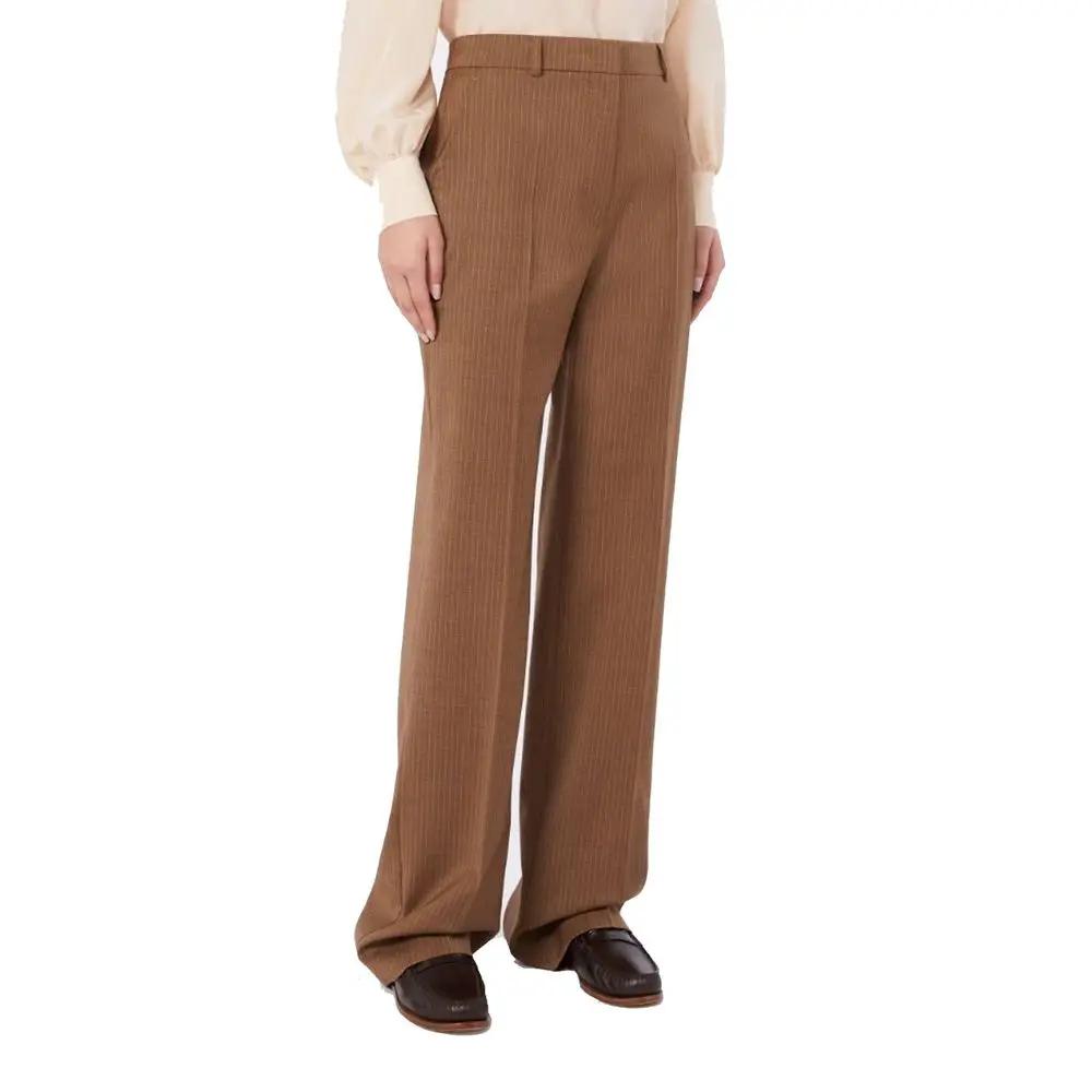 Pantalon habillé Max Mara en laine vierge marron