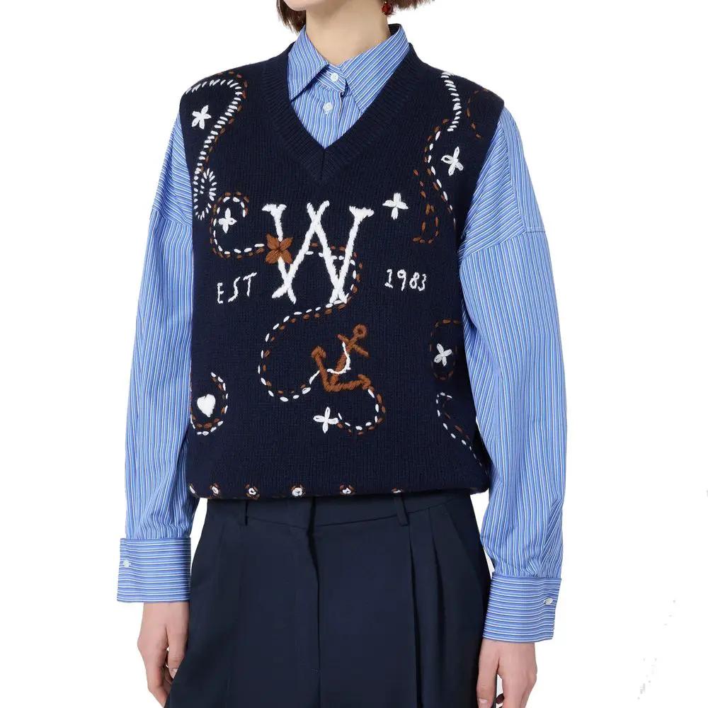 Gilet en laine vierge bleu Max Mara