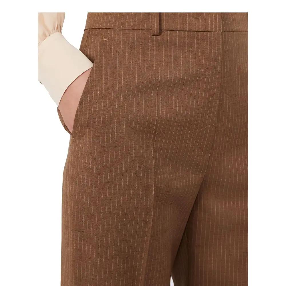 Pantalon habillé Max Mara en laine vierge marron