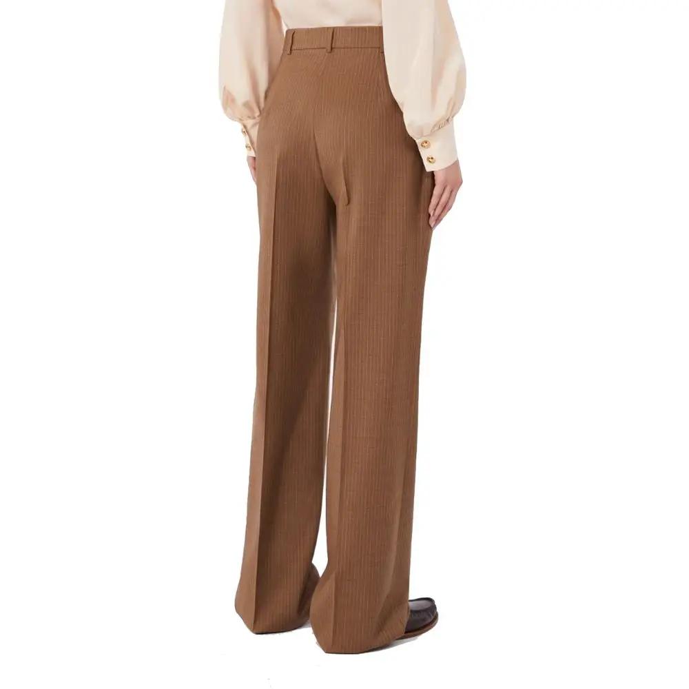 Pantalon habillé Max Mara en laine vierge marron