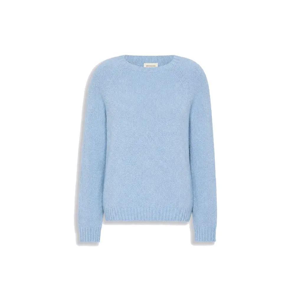 Max Mara Sweatshirt en alpaga et cuir bleu