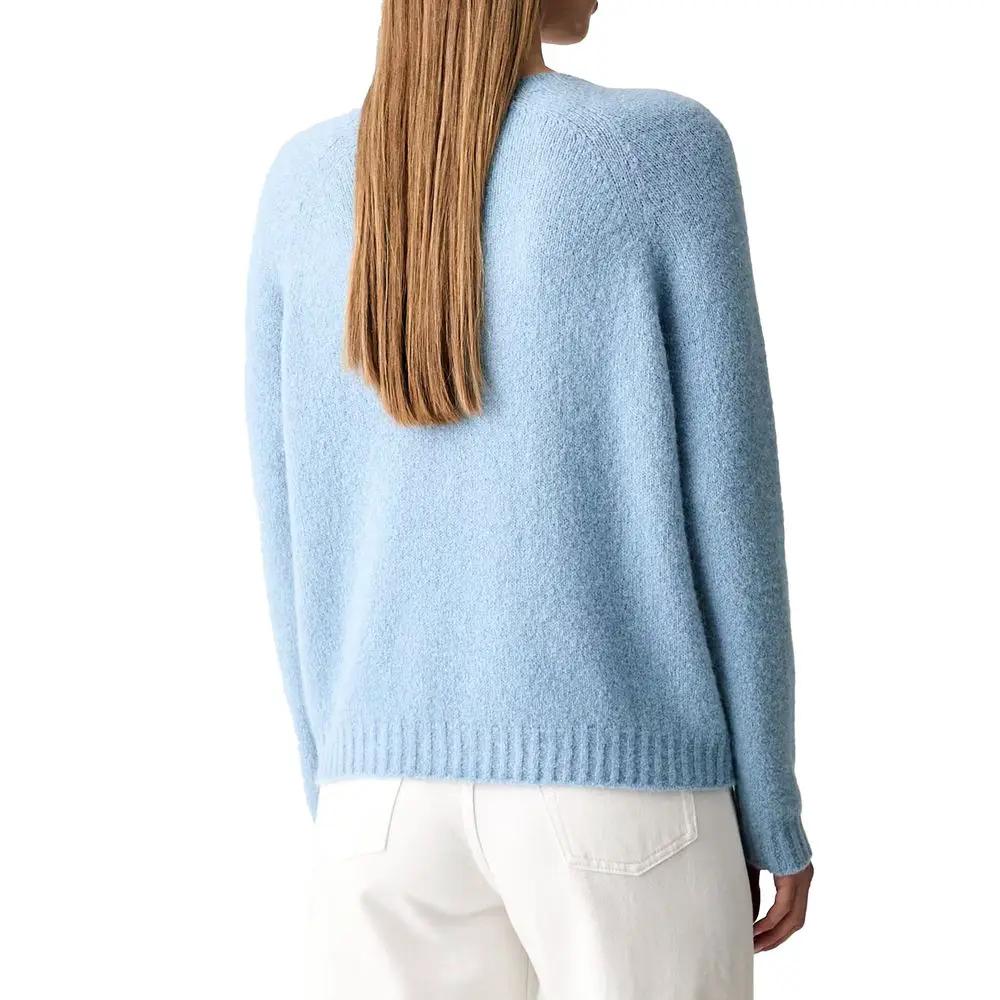 Max Mara Sweatshirt en alpaga et cuir bleu