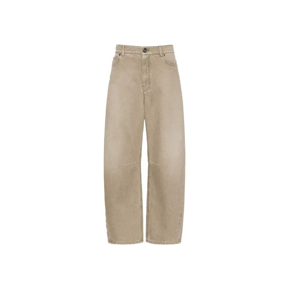 Max Mara Beige Cotton Relaxed Fit Jeans
