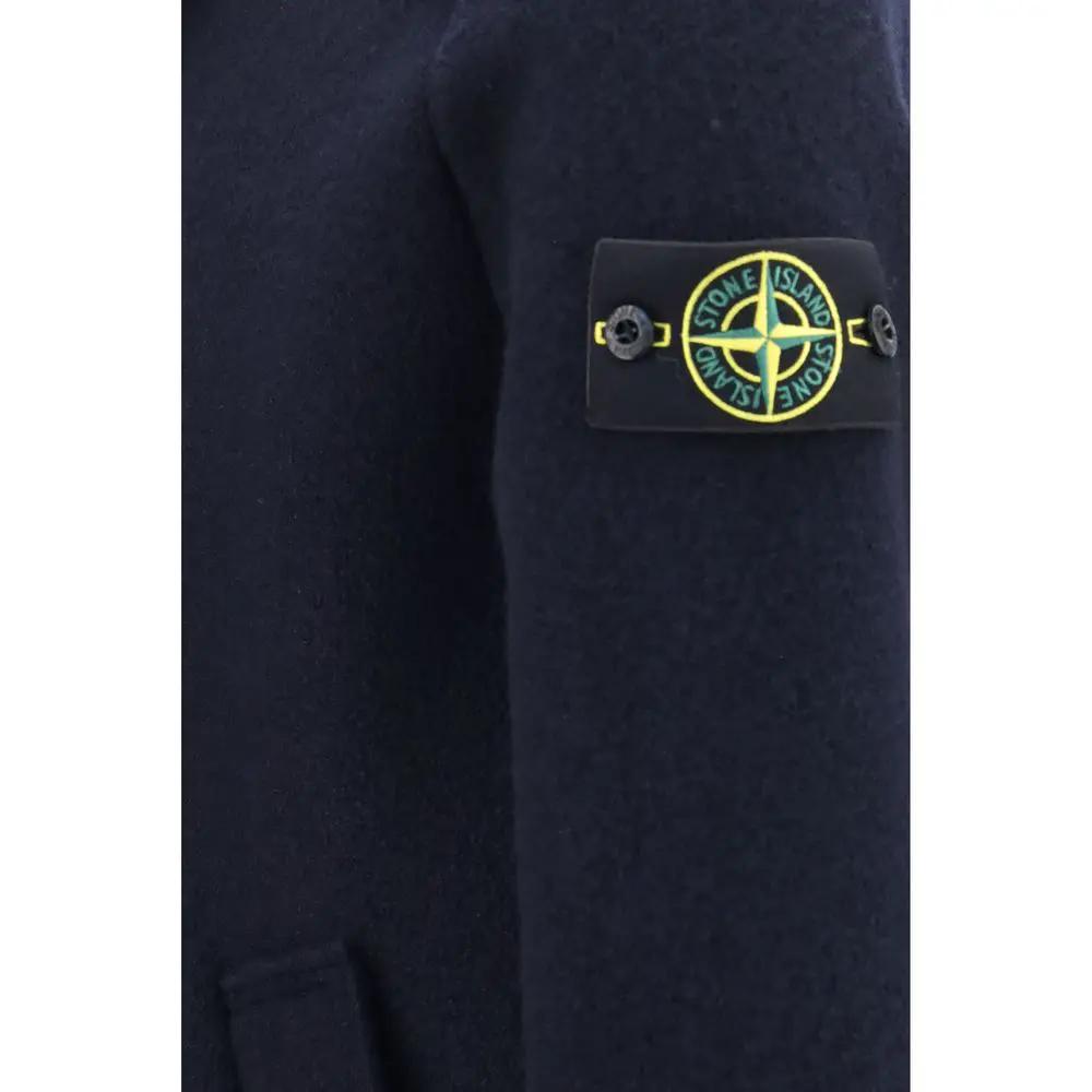 Stone Island Blue Wool Oves Aries Jacket