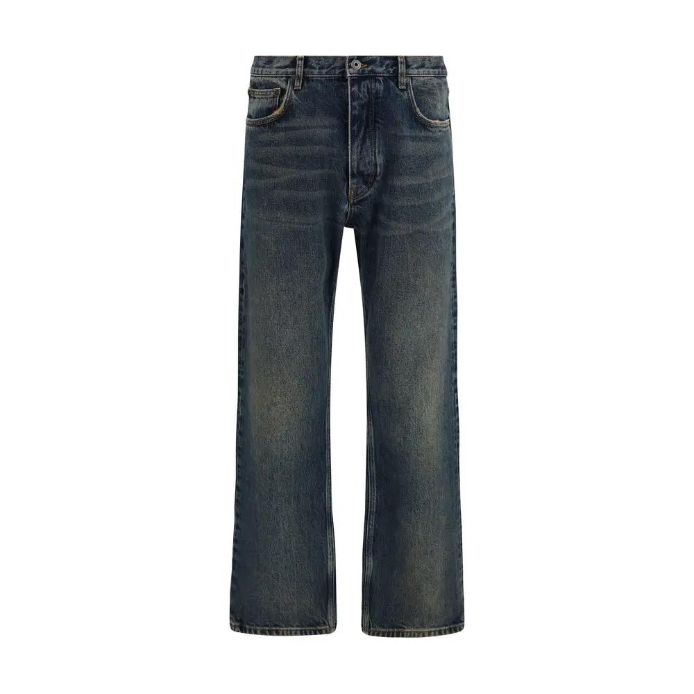 Off-White Off-White Blue Cotton Straight-Leg Jeans