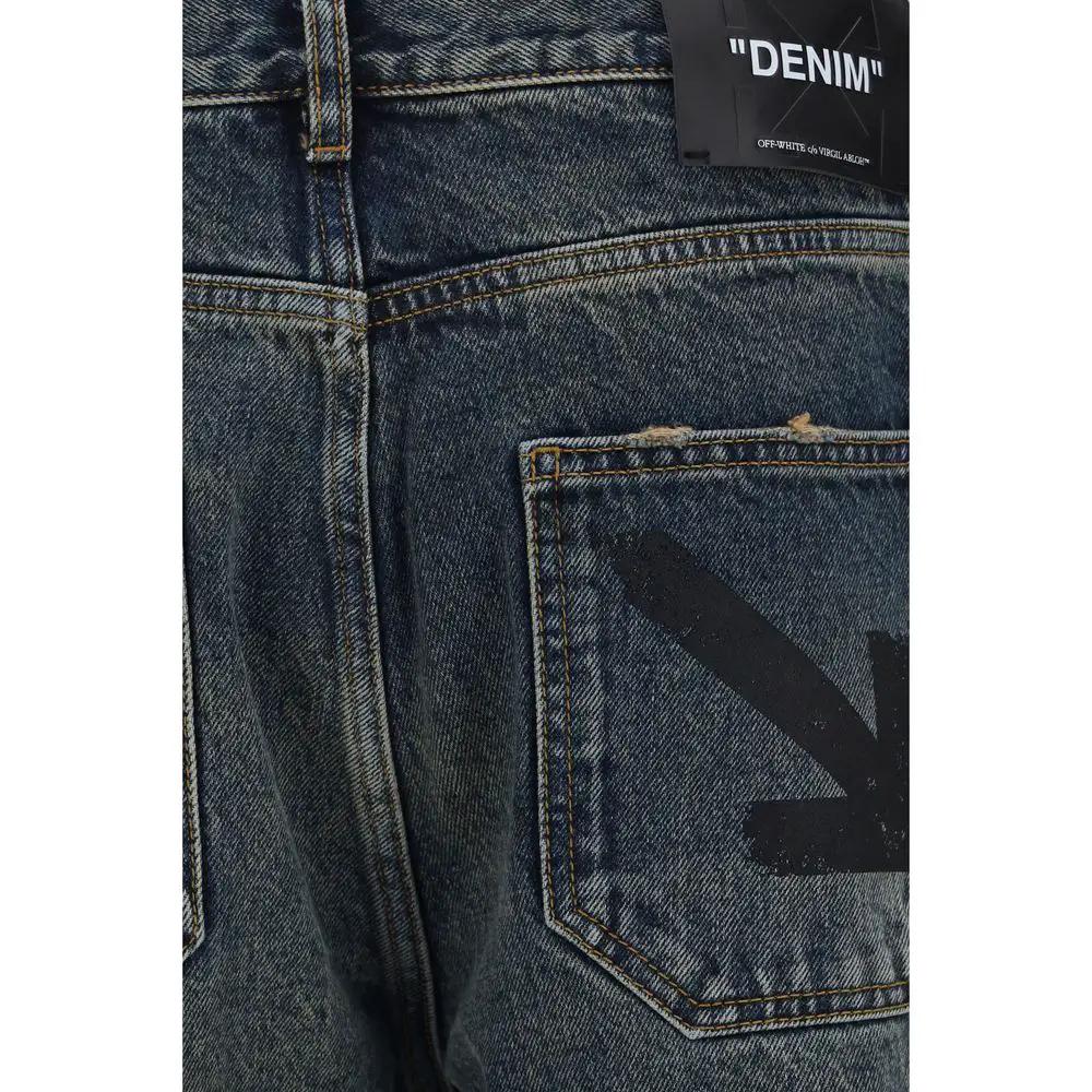 Off-White Off-White Blue Cotton Straight-Leg Jeans