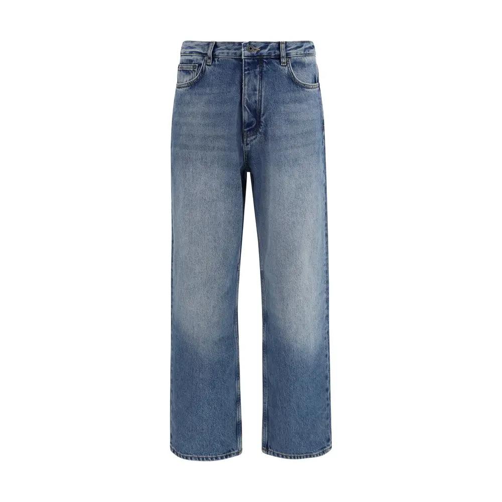 Off-White Blue Cotton Slim Fit Jeans
