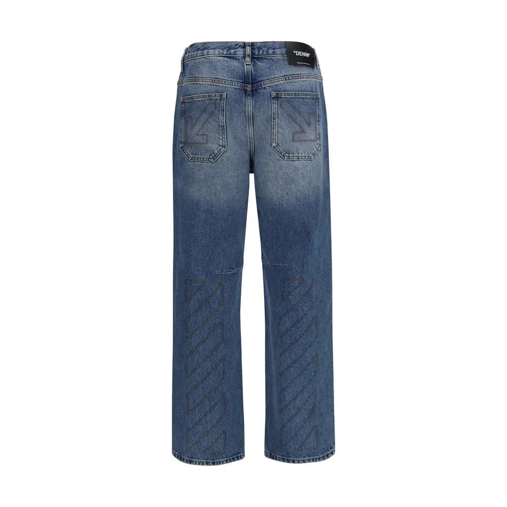 Off-White Off-White Blue Cotton Slim Fit Jeans