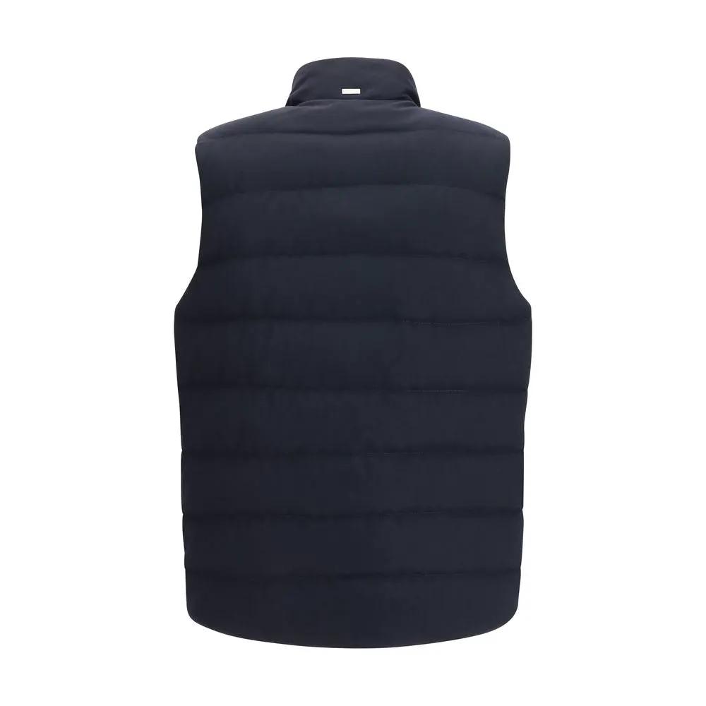 Herno Blue Wool Oves Aries Sleeveless Jacket