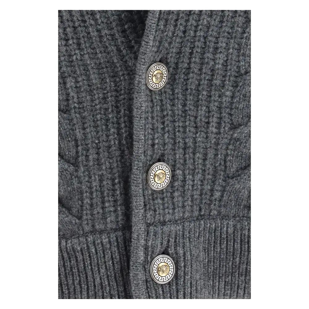 Versace Versace Gray Wool Oves Aries Cardigan
