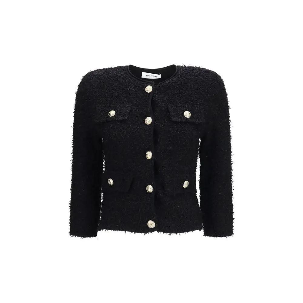 Balmain Black Viscose Shell Jacket