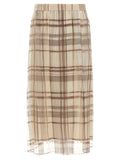 Brunello Cucinelli Beige Silk Midi Skirt