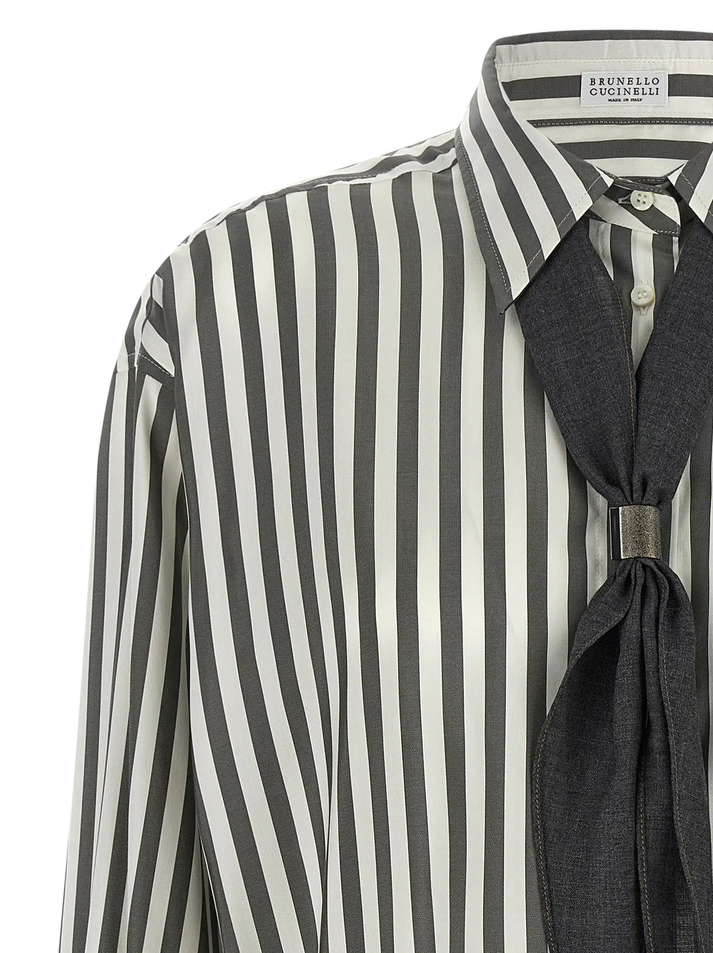 Chemisier bicolore en soie Brunello Cucinelli