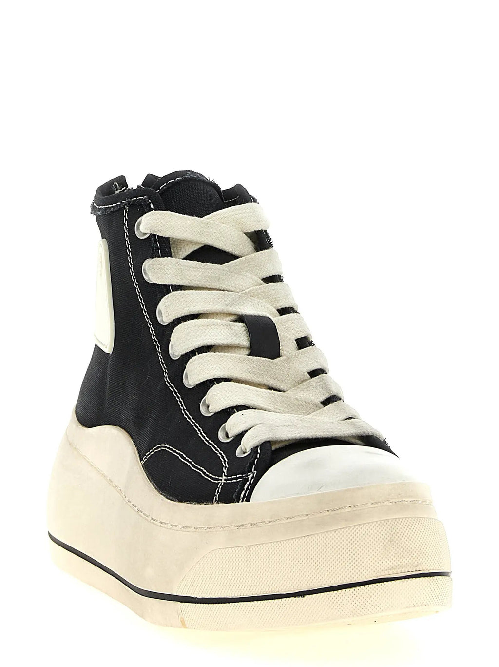 R13 Black Cotton High Top Sneakers