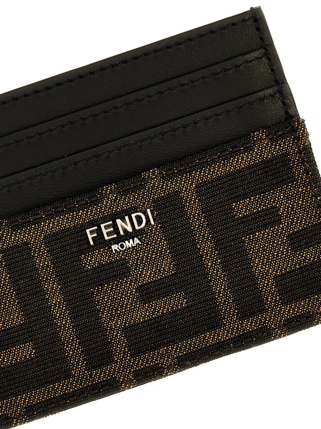 Porte-cartes Fendi en cuir de veau marron