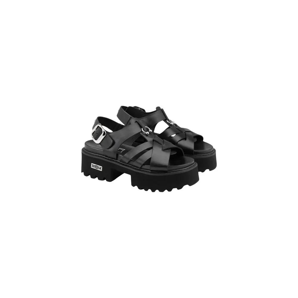 Sandales compensées en cuir noir Cult