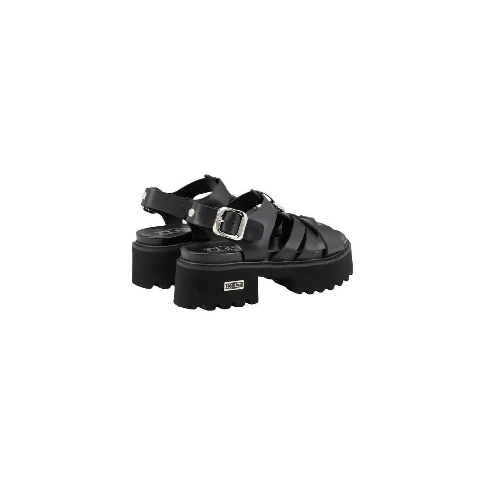 Sandales compensées en cuir noir Cult