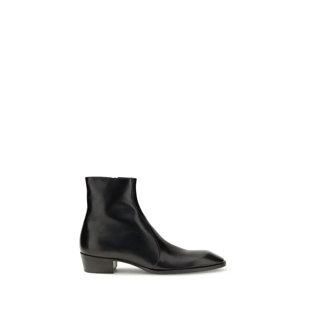 Saint Laurent Black Calf Leather Bos Taurus Ankle Boots