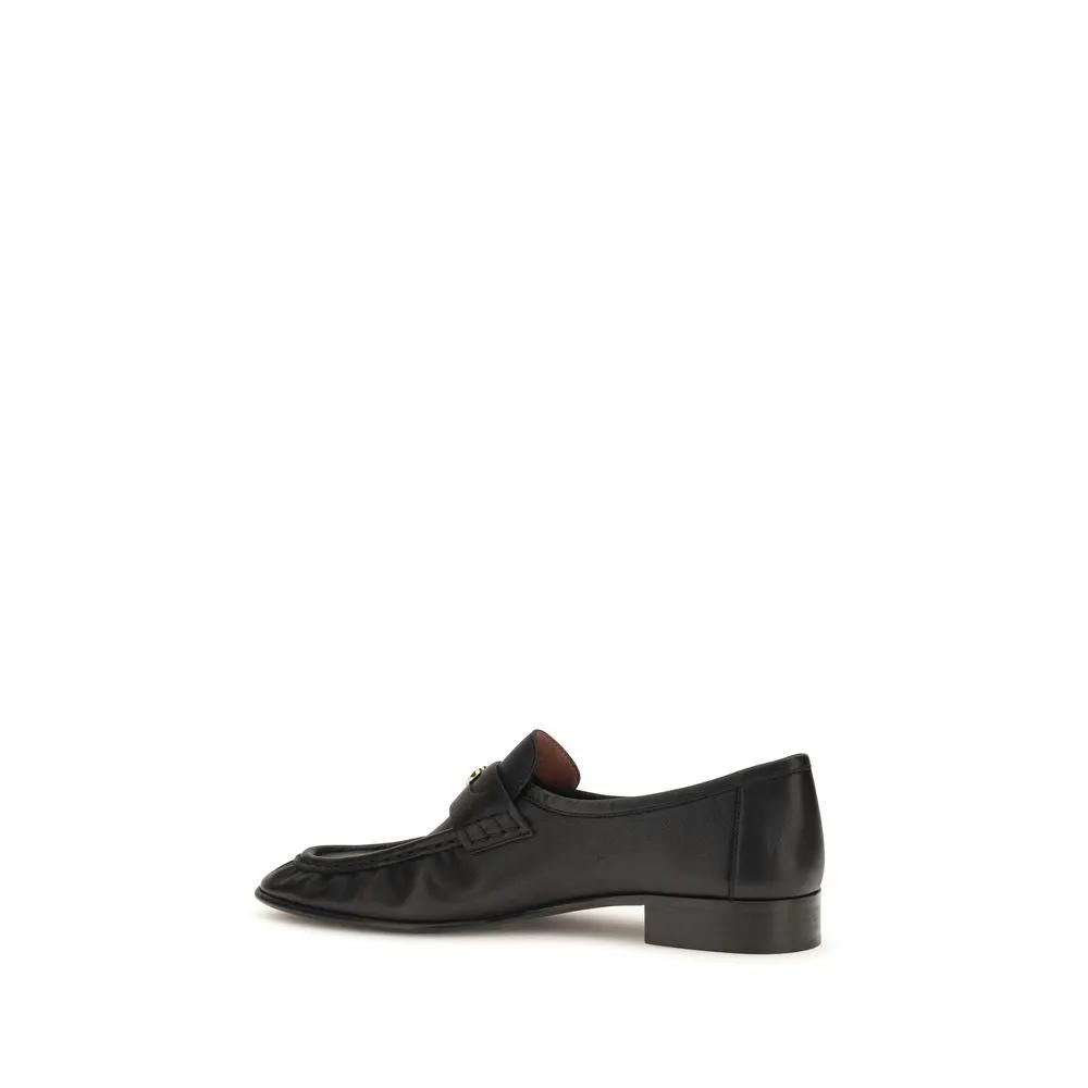 Mocassins à enfiler en cuir de veau noir Bos Taurus Chloé