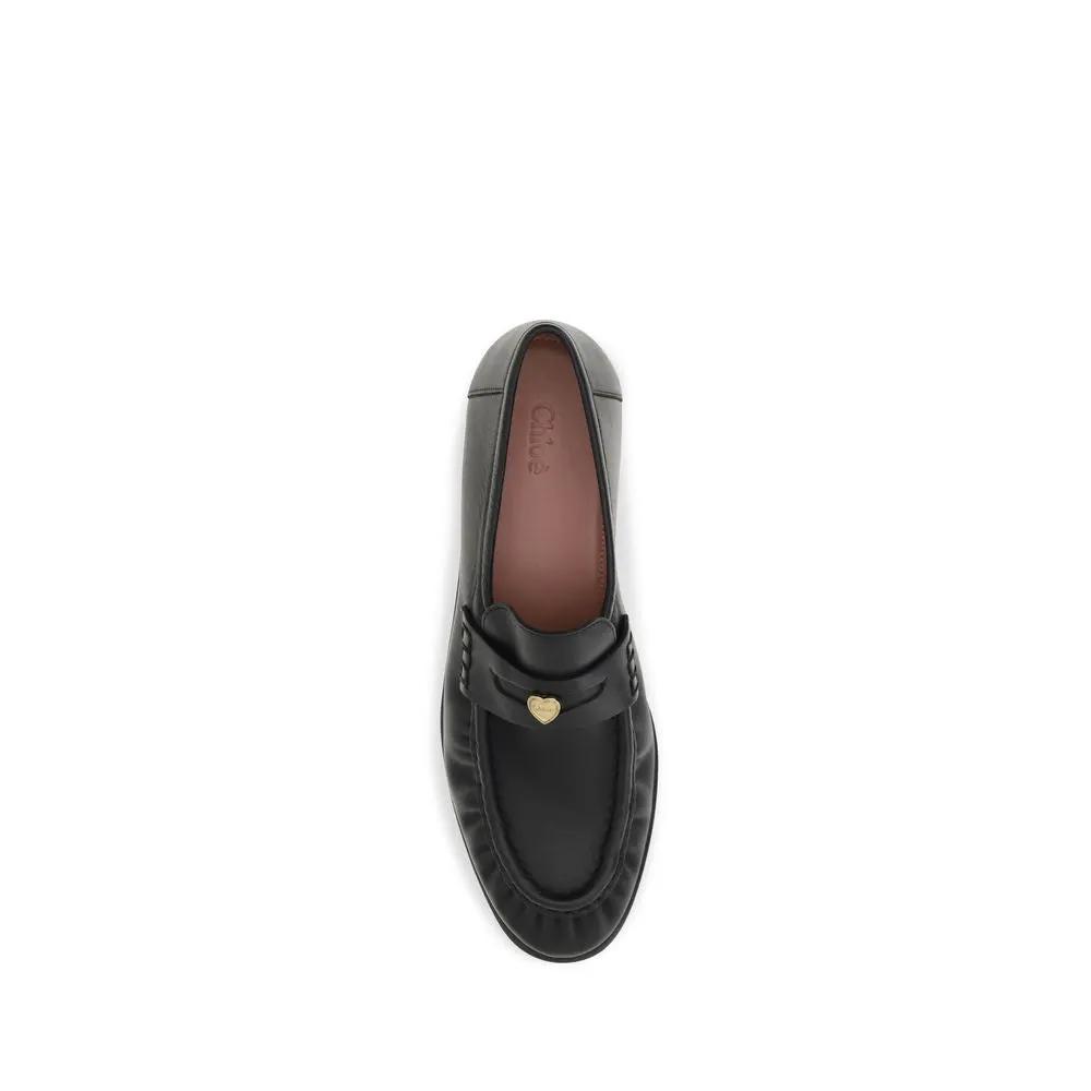 Mocassins à enfiler en cuir de veau noir Bos Taurus Chloé