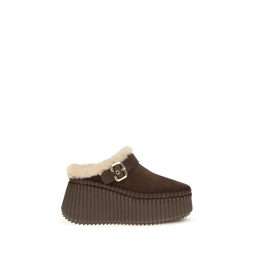 Chloé Chloé Brown Calf Leather Bos Taurus Mules
