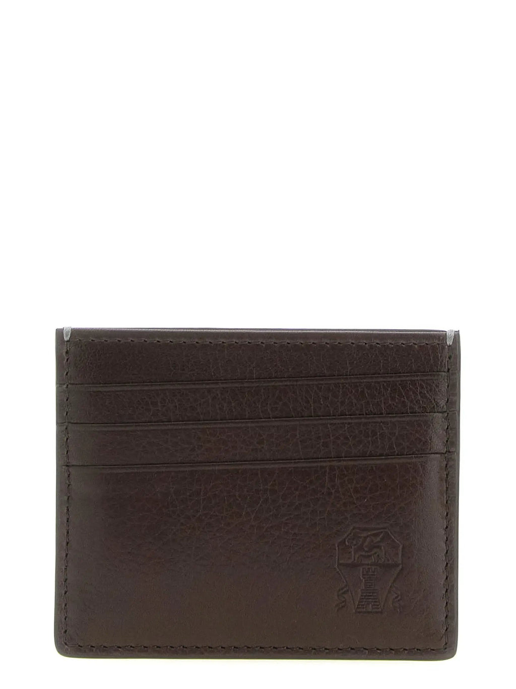 Porte-cartes Brunello Cucinelli en cuir de veau marron