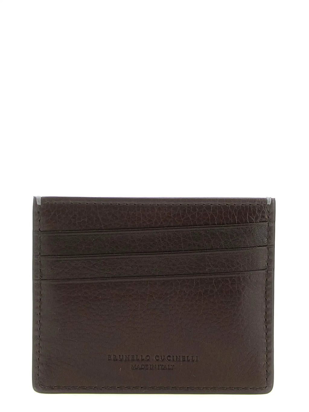 Porte-cartes Brunello Cucinelli en cuir de veau marron