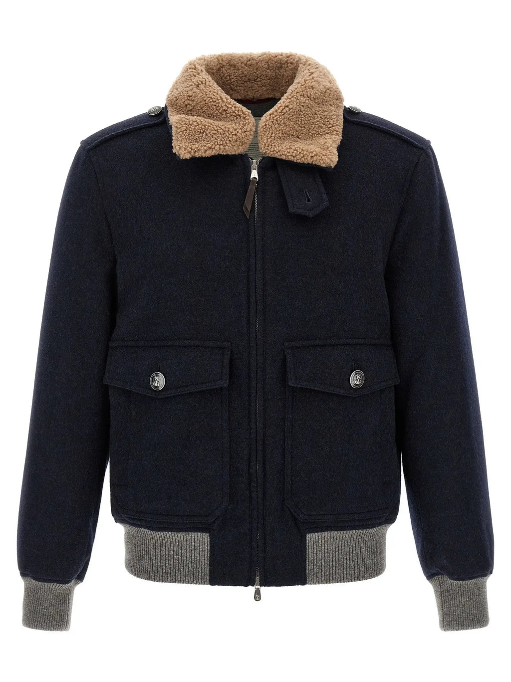 Brunello Cucinelli Blue Cashmere Bomber