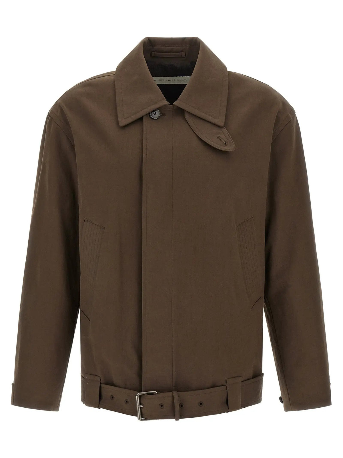Dries Van Noten Brown Cotton Full-Length Jacket