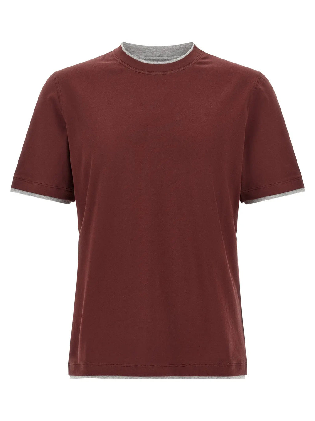 Brunello Cucinelli Bordeaux Cotton T-Shirt
