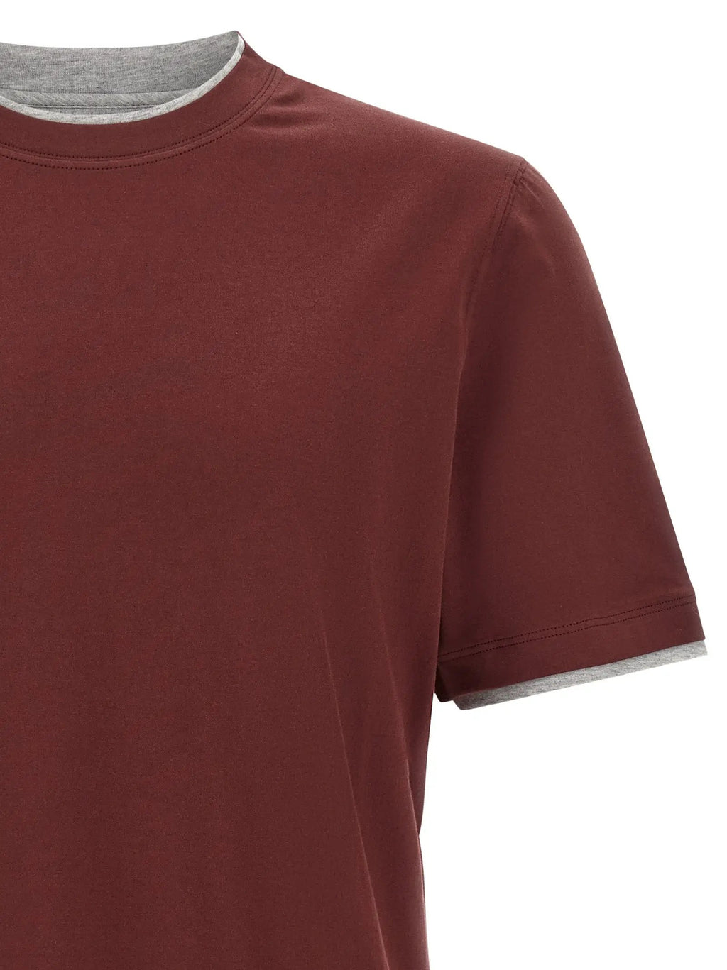 Brunello Cucinelli Bordeaux Cotton T-Shirt