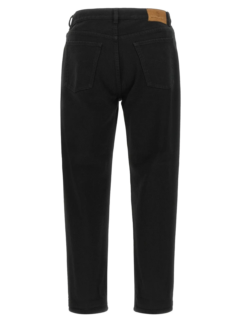 Jean droit en coton noir Brunello Cucinelli