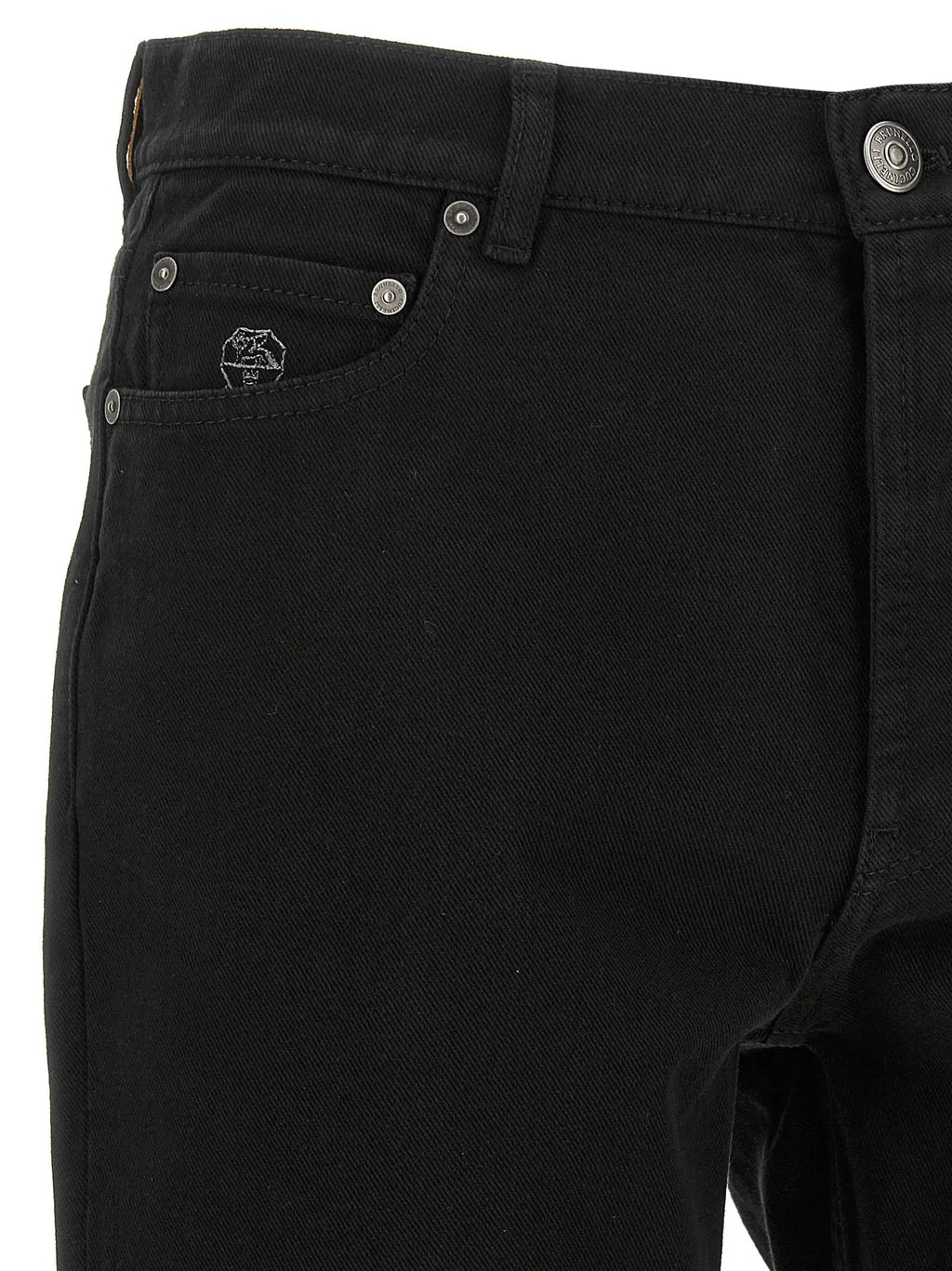 Jean droit en coton noir Brunello Cucinelli