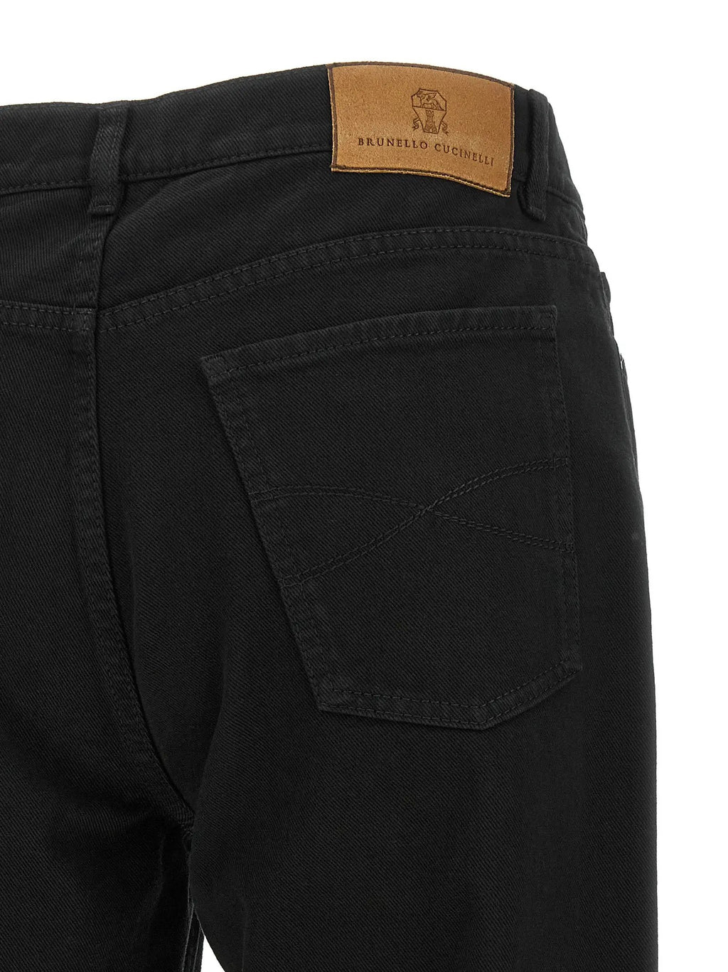 Jean droit en coton noir Brunello Cucinelli
