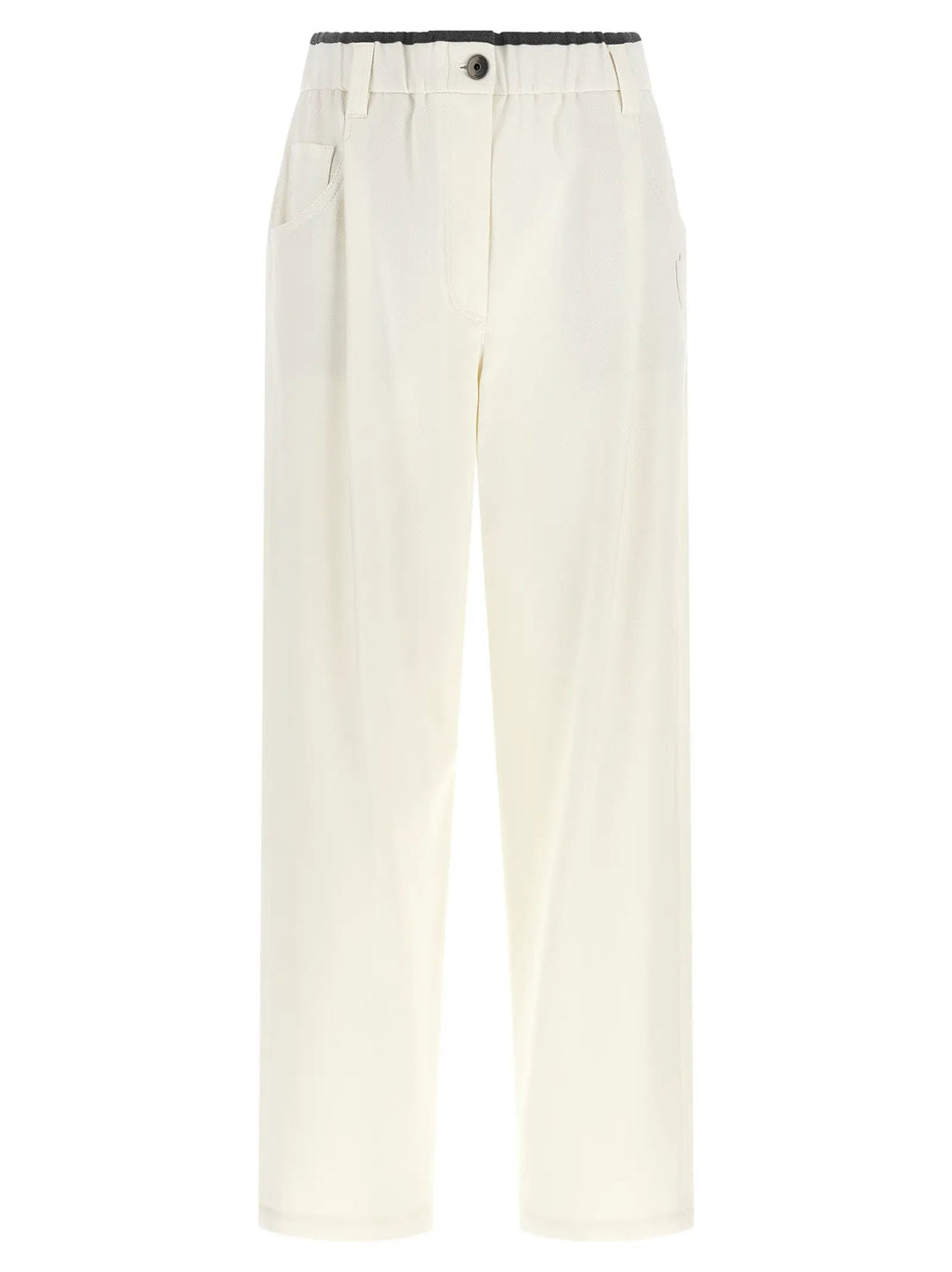 Brunello Cucinelli White Cotton Casual Pants