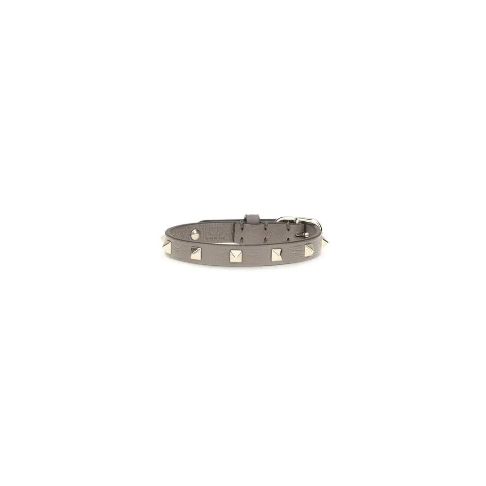 Valentino Garavani Valentino Garavani Gray Calf Leather Bos Taurus Bracelet