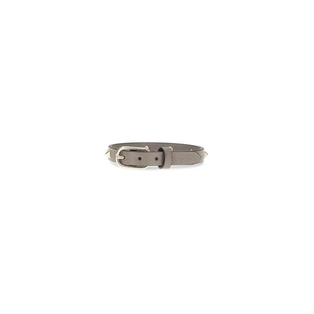 Valentino Garavani Valentino Garavani Gray Calf Leather Bos Taurus Bracelet