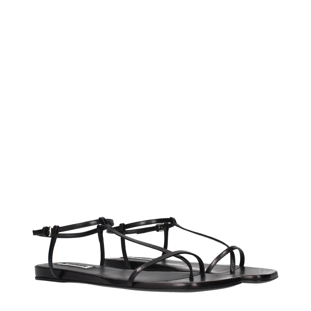 Jil Sander Black Leather Flip-Flop Sandals